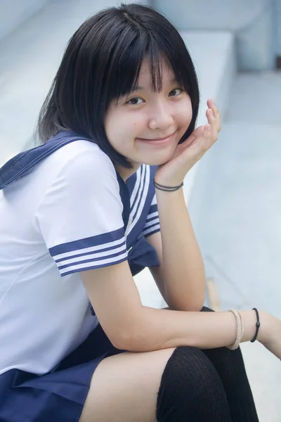 Japans Tiener Mooi Meisje Student Glimlach Ontspannen — Stockfoto