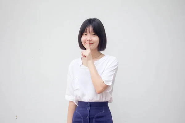 Asia Thai Έφηβος Λευκό Shirt Όμορφο Κορίτσι Ήσυχο — Φωτογραφία Αρχείου
