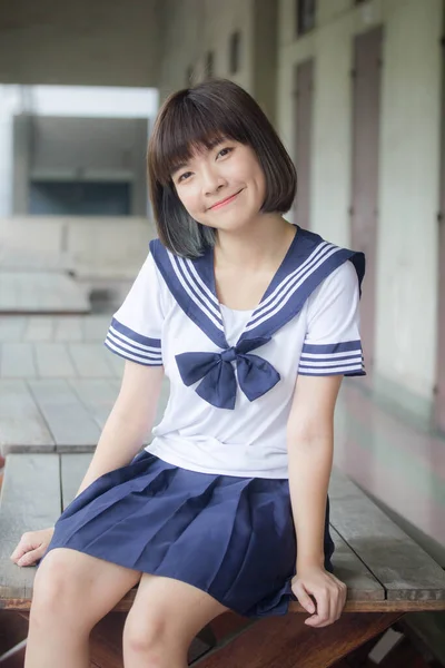 Japonês Teen Bela Menina Estudante Sorriso Relaxar — Fotografia de Stock