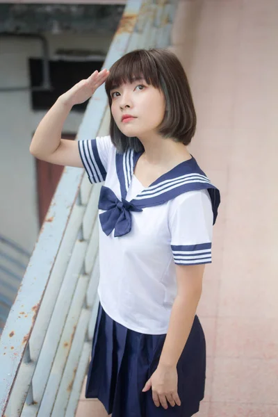 Japans Tiener Mooi Meisje Student Glimlach Ontspannen — Stockfoto