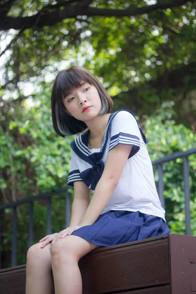 Japonês Teen Bela Menina Estudante Sorriso Relaxar — Fotografia de Stock