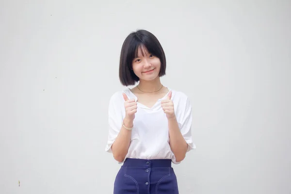 Asiatisch Thai Teen Weiß Shirt Hübsch Mädchen Wie — Stockfoto