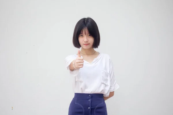 Ασία Thai Έφηβος Λευκό Shirt Όμορφο Κορίτσι Σαν — Φωτογραφία Αρχείου