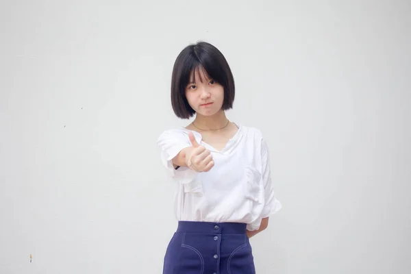 Asien Thai Tonåring Vit Shirt Vacker Flicka Som — Stockfoto