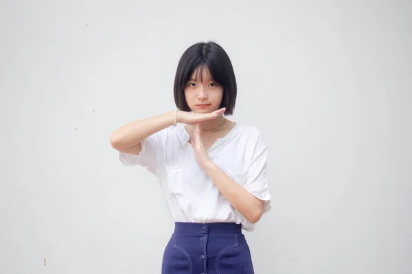 Ασία Thai Έφηβος Λευκό Shirt Όμορφο Κορίτσι Time Out — Φωτογραφία Αρχείου