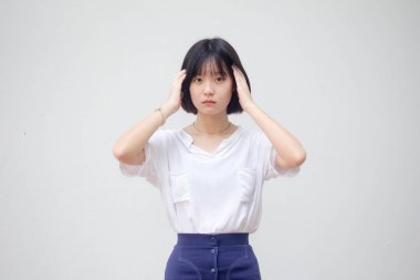 Asia Thai Teen White tişörtü Güzel kız Düşün