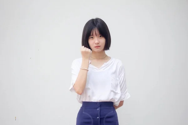 Asiatisch Thai Teen Weiß Shirt Hübsch Mädchen Ausgezeichnet — Stockfoto