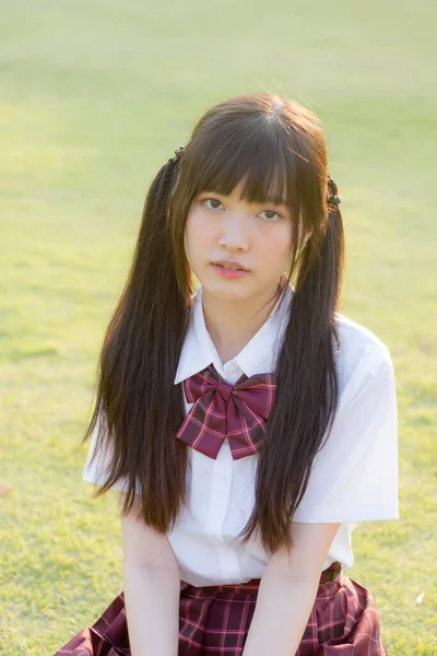 Japonês Teen Bela Menina Estudante Sorriso Relaxar — Fotografia de Stock