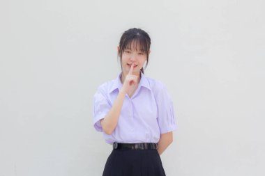 Asya Thai Lisesi öğrencisi üniforması. Güzel kız. Sessiz.