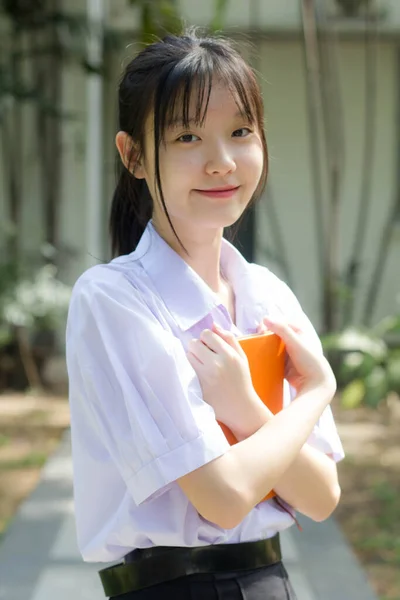 Asiatisch Thai High School Student Uniform Schön Mädchen Smile Und — Stockfoto