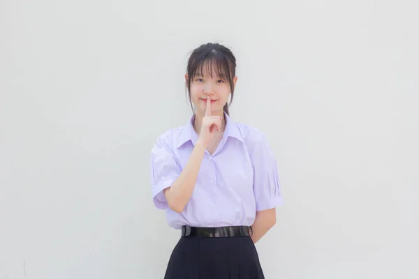 Azië Thai Middelbare School Student Uniform Mooi Meisje Rustig — Stockfoto