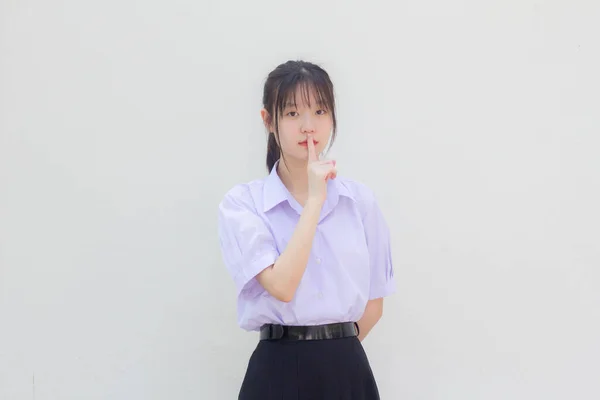 Asia Tailandesa Escuela Secundaria Estudiante Uniforme Hermosa Chica Tranquila —  Fotos de Stock