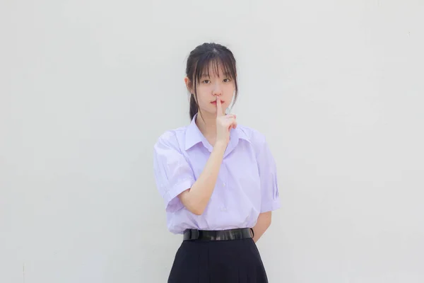 Asia Tailandesa Escuela Secundaria Estudiante Uniforme Hermosa Chica Tranquila —  Fotos de Stock