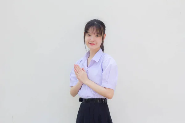 Asia Thai High School Student Uniform Beautiful Girl Thai Pay — Stockfoto