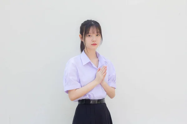 Asia Thai High School Student Uniform Beautiful Girl Thai Pay — ストック写真