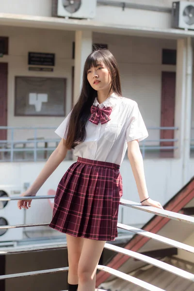 japanese teen beautiful girl in student smile and relax