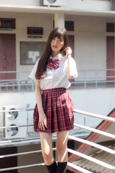 Japoński Nastolatek Piękne Dziewczyna Student Uśmiech Relaks — Zdjęcie stockowe