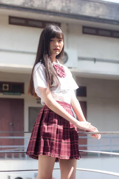 Japans Tiener Mooi Meisje Student Glimlach Ontspannen — Stockfoto