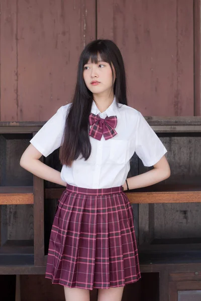 Japans Tiener Mooi Meisje Student Glimlach Ontspannen — Stockfoto