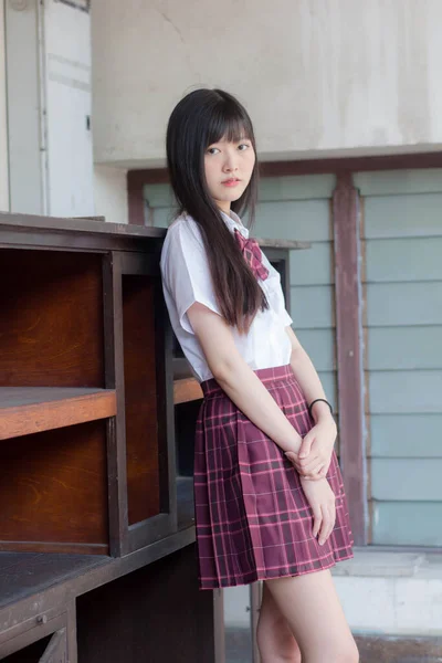 Japonais Adolescent Belle Fille Dans Étudiant Sourire Détendre — Photo