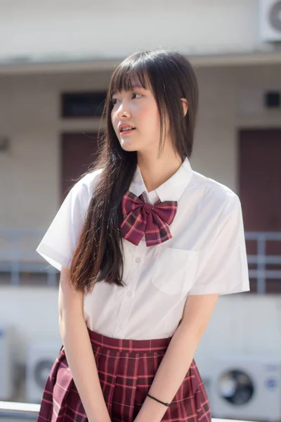 Japans Tiener Mooi Meisje Student Glimlach Ontspannen — Stockfoto