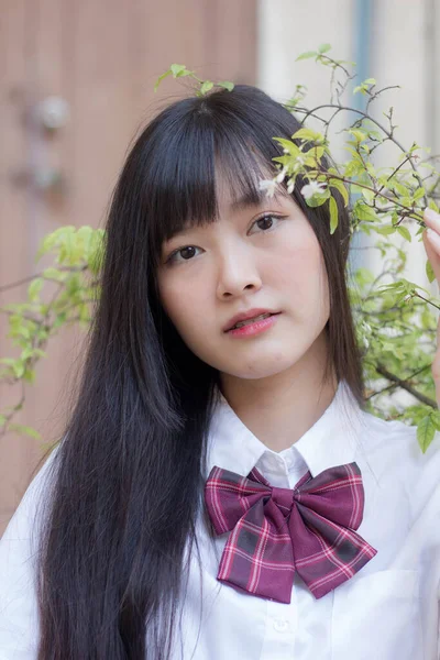 Japonês Teen Bela Menina Estudante Sorriso Relaxar — Fotografia de Stock