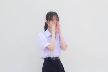 asia thai high school student uniform beautiful girl Shout