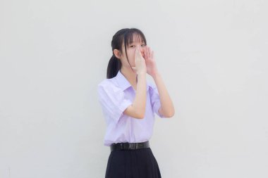 asia thai high school student uniform beautiful girl Shout