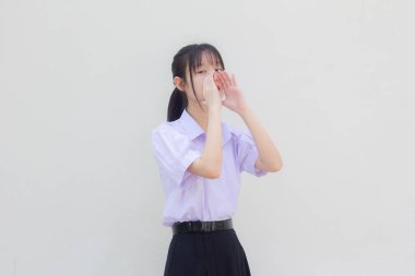 asia thai high school student uniform beautiful girl Shout