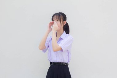 asia thai high school student uniform beautiful girl Shout
