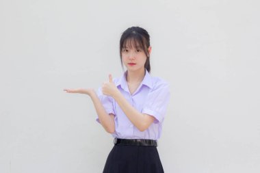 Asya Thai Lisesi öğrenci üniforması Güzel kız elini göster
