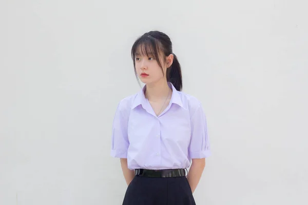 Asiatisch Thai High School Student Uniform Schön Mädchen Smile Und — Stockfoto