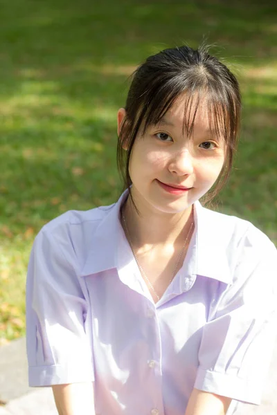 Asiatisch Thai High School Student Uniform Schön Mädchen Smile Und — Stockfoto