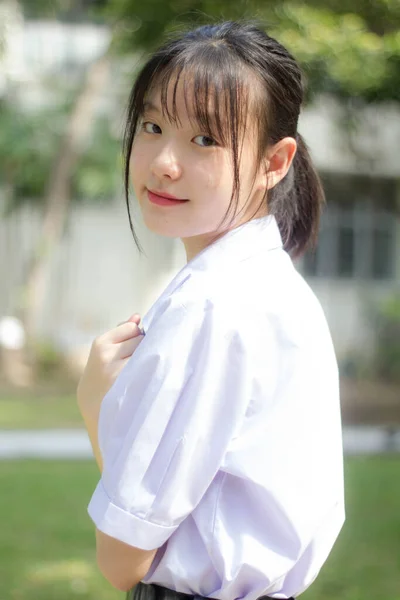 Asiatisch Thai High School Student Uniform Schön Mädchen Smile Und — Stockfoto