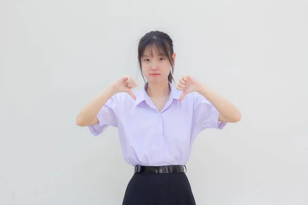 Asiatisch Thai High School Student Uniform Hübsch Mädchen Tun Nicht — Stockfoto