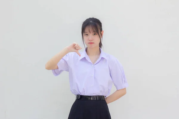 Asia Thai Γυμνάσιο Φοιτητής Στολή Όμορφο Κορίτσι Δεν Αρέσει — Φωτογραφία Αρχείου