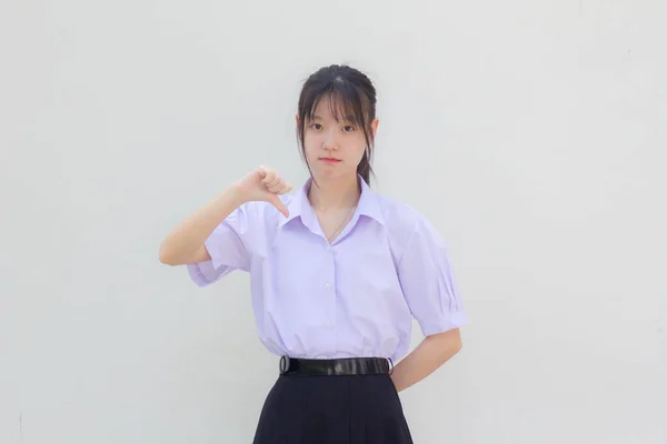 Asiatisch Thai High School Student Uniform Hübsch Mädchen Tun Nicht — Stockfoto
