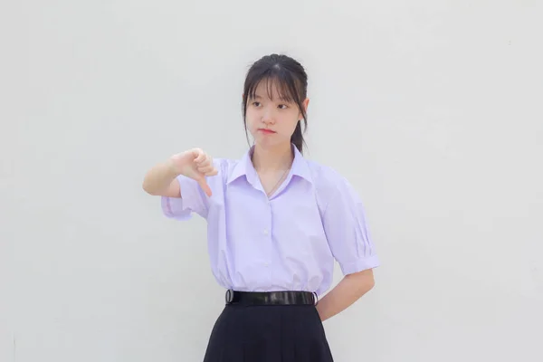 Asiatisch Thai High School Student Uniform Hübsch Mädchen Tun Nicht — Stockfoto