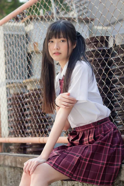 Japanisch Teen Hübsch Mädchen Student Smile Und Entspannen — Stockfoto