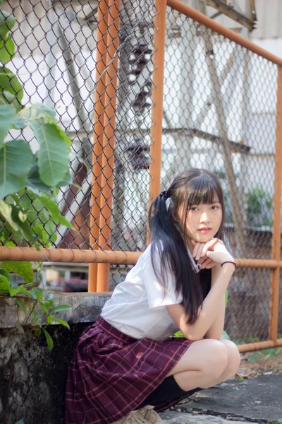 Japonês Teen Bela Menina Estudante Sorriso Relaxar — Fotografia de Stock