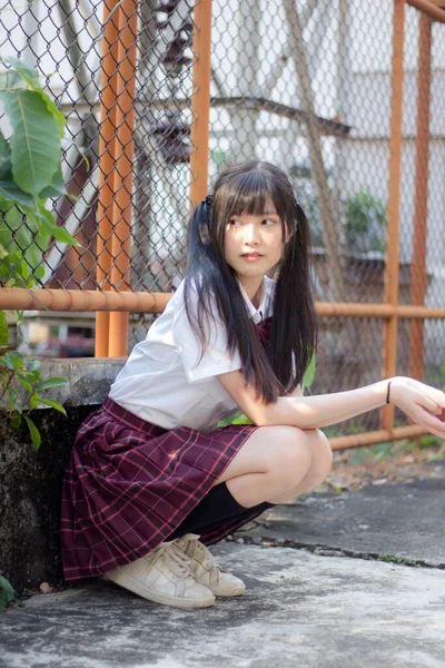 Japonês Teen Bela Menina Estudante Sorriso Relaxar — Fotografia de Stock