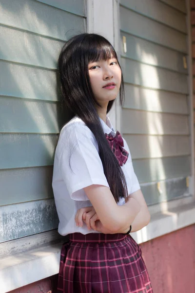 Japanisch Teen Hübsch Mädchen Student Smile Und Entspannen — Stockfoto