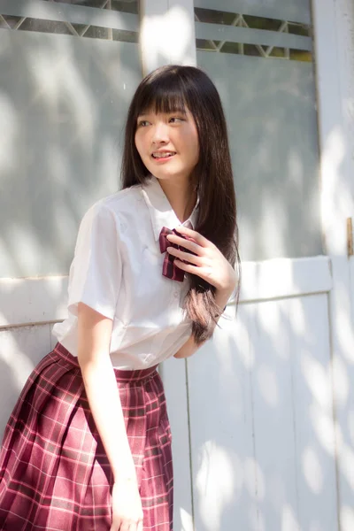 Japonés Adolescente Hermosa Chica Estudiante Sonrisa Relajarse —  Fotos de Stock