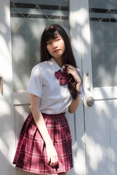 Japonês Teen Bela Menina Estudante Sorriso Relaxar — Fotografia de Stock