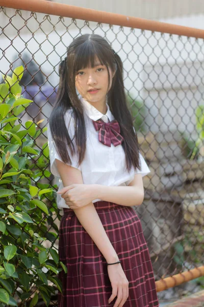 Japanisch Teen Hübsch Mädchen Student Smile Und Entspannen — Stockfoto