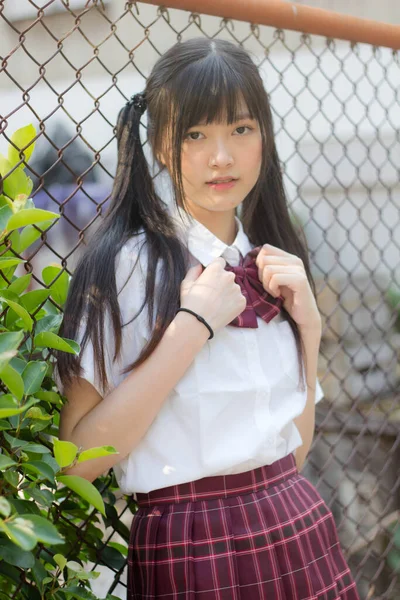 Japanisch Teen Hübsch Mädchen Student Smile Und Entspannen — Stockfoto