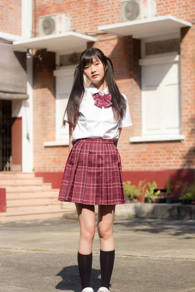 Japonês Teen Bela Menina Estudante Sorriso Relaxar — Fotografia de Stock