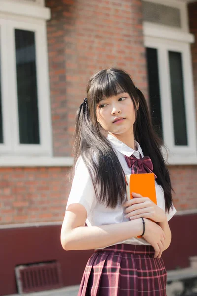 Japonês Teen Bela Menina Estudante Sorriso Relaxar — Fotografia de Stock