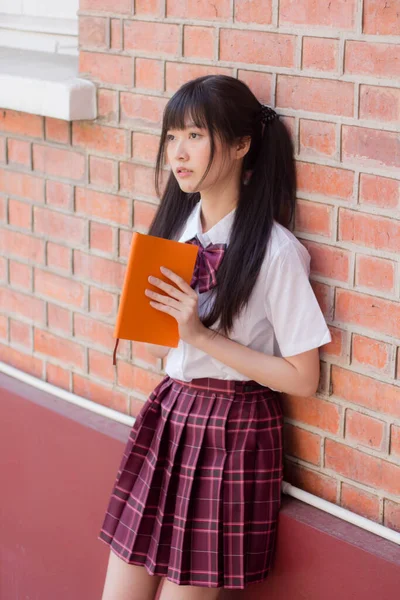 Japonais Adolescent Belle Fille Dans Étudiant Sourire Détendre — Photo