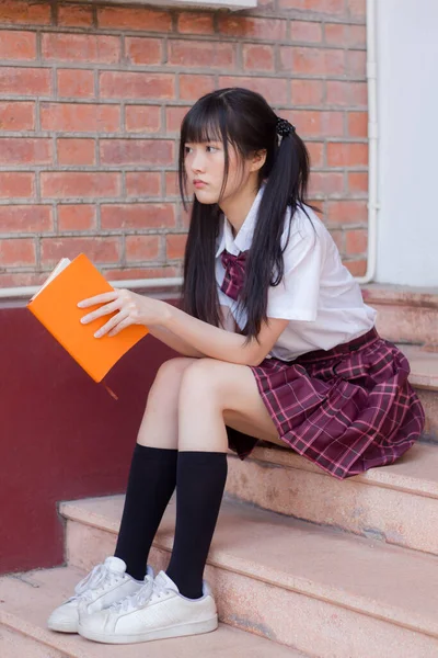 Japanisch Teen Hübsch Mädchen Student Smile Und Entspannen — Stockfoto